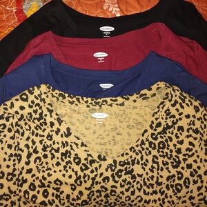 Old Navy Women's T-Shirt Collection - Leopard, Burgundy, Navy, Black